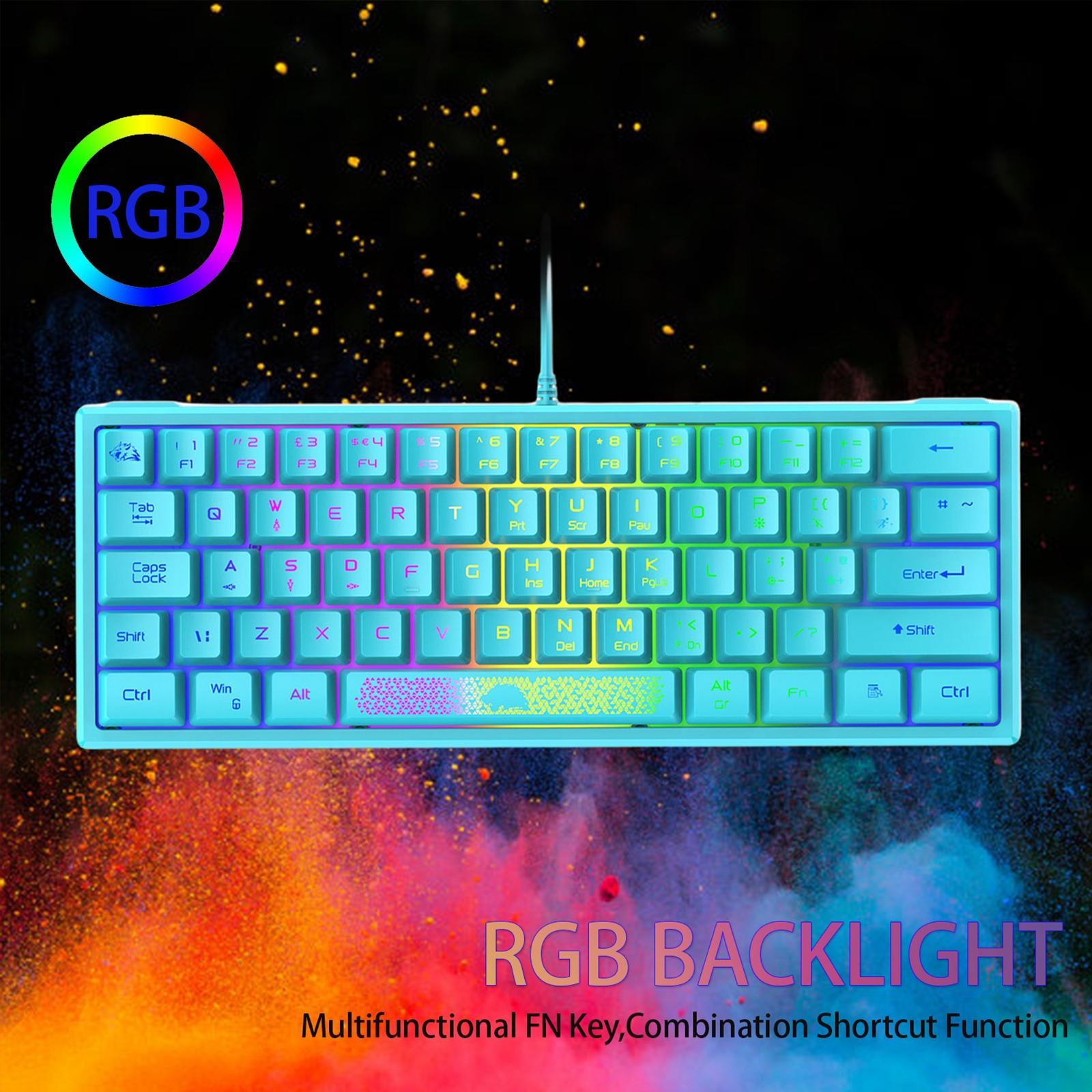 RGB Backlit 62 Key Game Keyboard 60% Layout Waterproof Mini for Gamer Android iOS Windows
