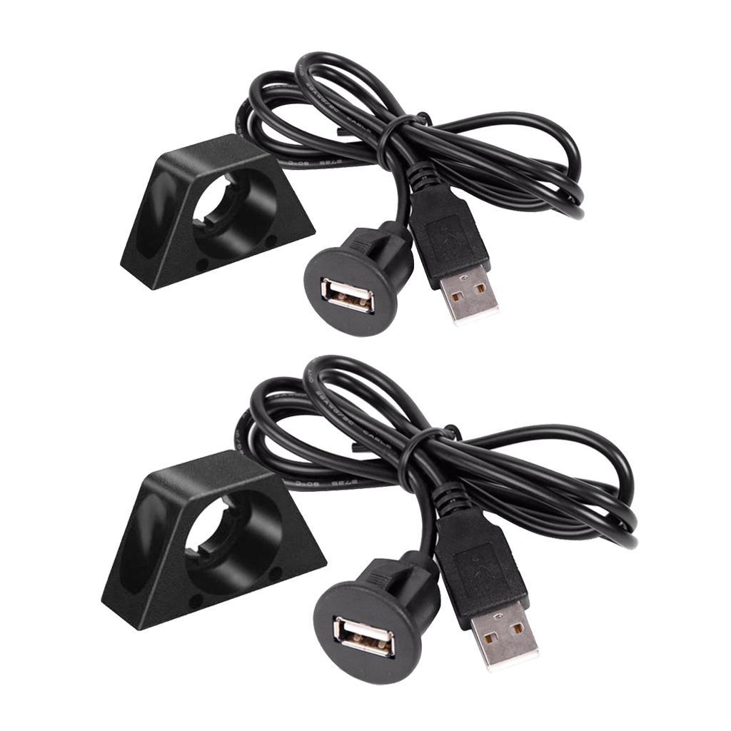 Car  Board Mount USB 2.0 Male To Female Socket Panel Extension Cable 1m