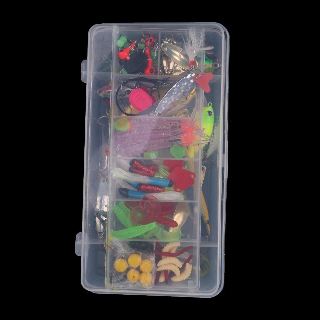 106Pcs/lot Fishing Lure Kit Soft&Hard Lures Spoon Baits Fishing Accessories