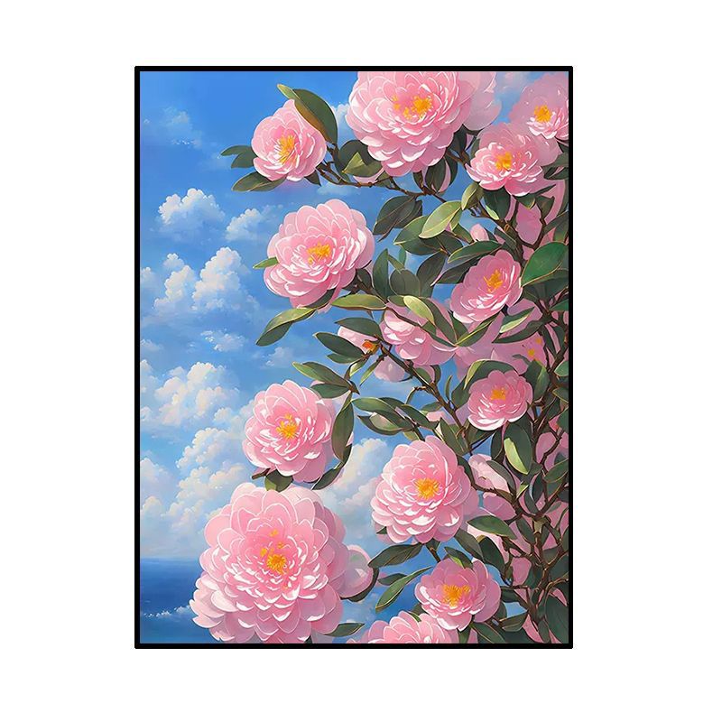 [Thêu kín 4 sợi] Tranh thêu chữ thập Hoa Trà 8G222, kích thước 60 x 90 cm