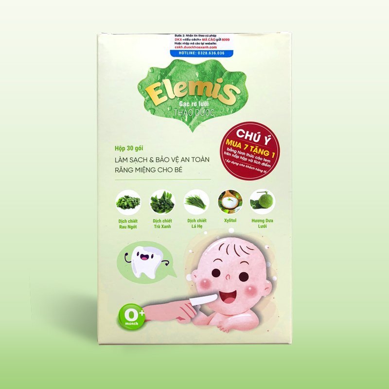 Gạc rơ lưỡi thảo dược Elemis - Dk pharma - Tách lẻ 5 gói