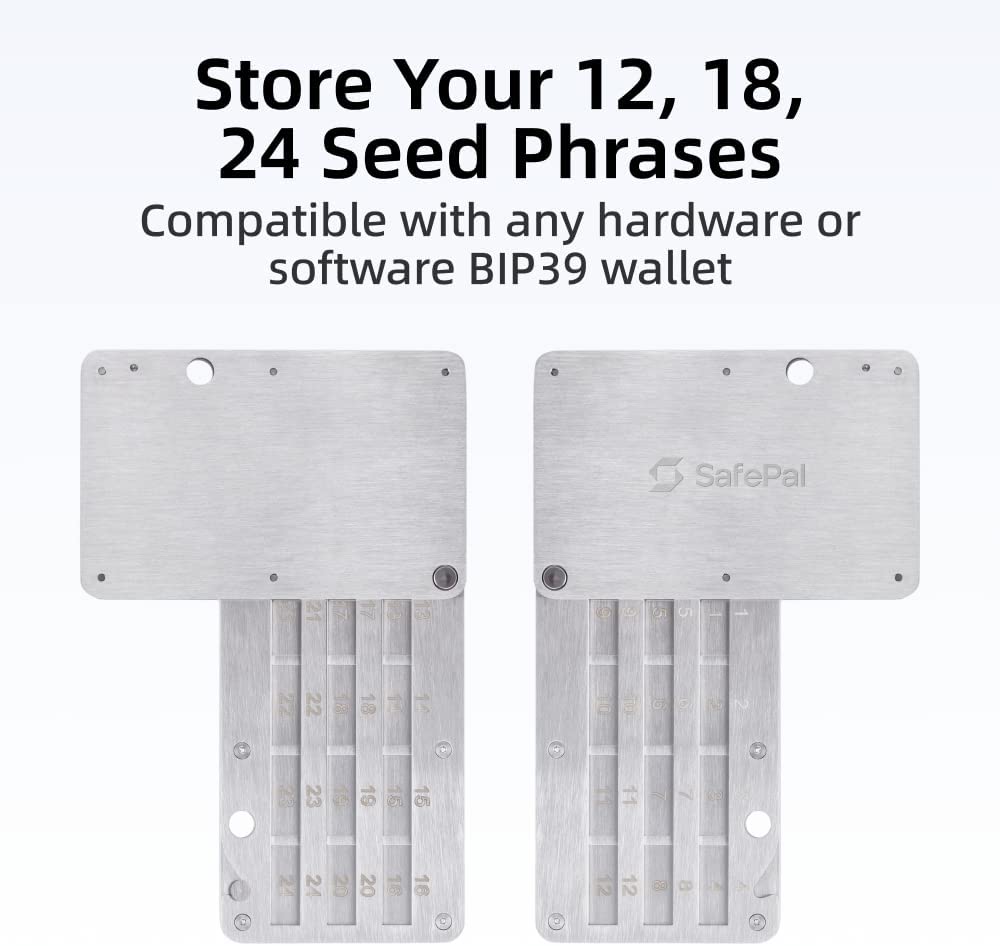 Bảng thép SafePal Cypher - Bảo vệ cụm 24 từ phục hồi ví lạnh Ledger, Trezor, SafePal - Hàng nhập khẩu 