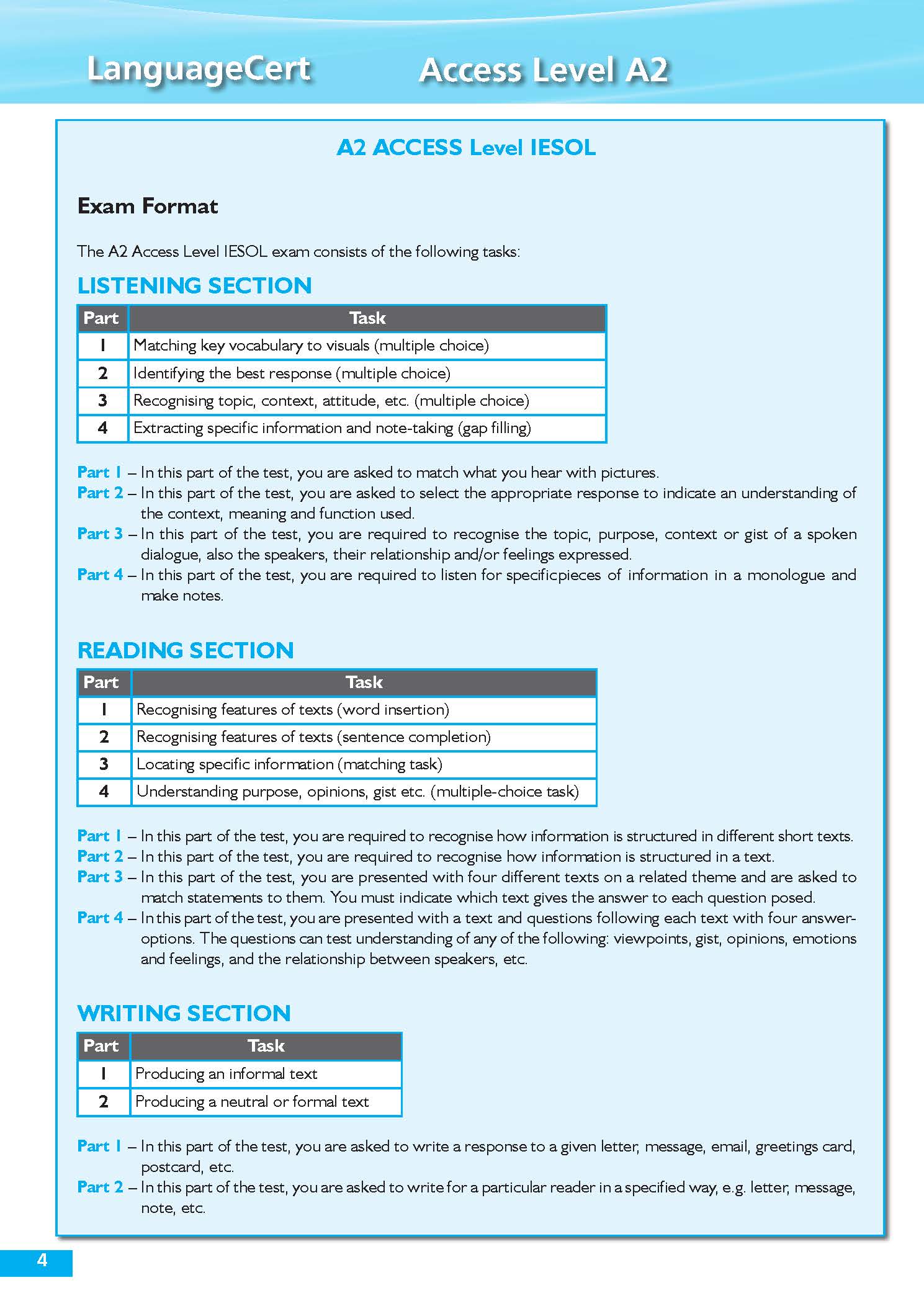 Succeed in LanguageCert A2 Access - 6 Pratice Tests