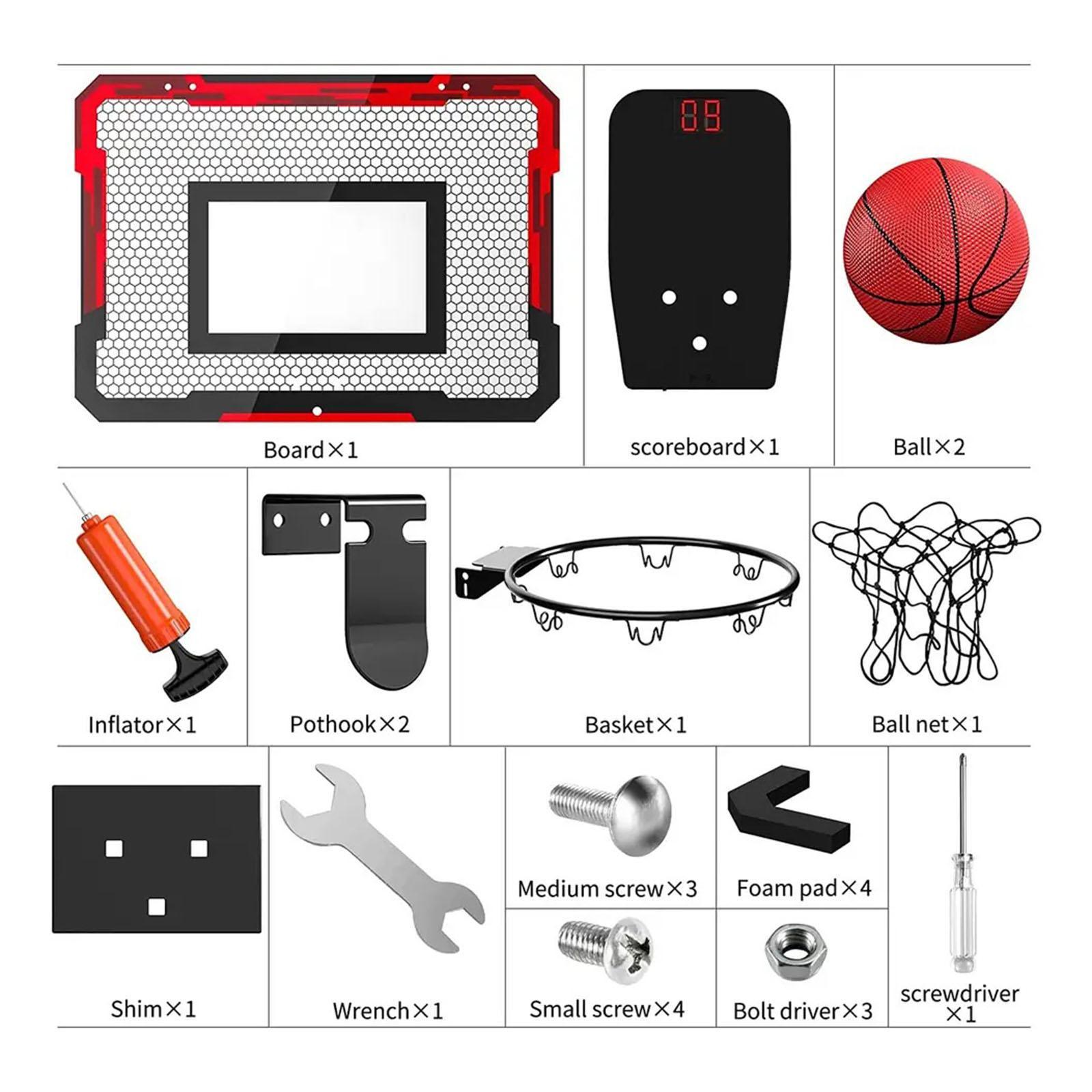 Mini Basketball Hoop Set Wall Mounted Portable Toy Door Game for Kids Adults