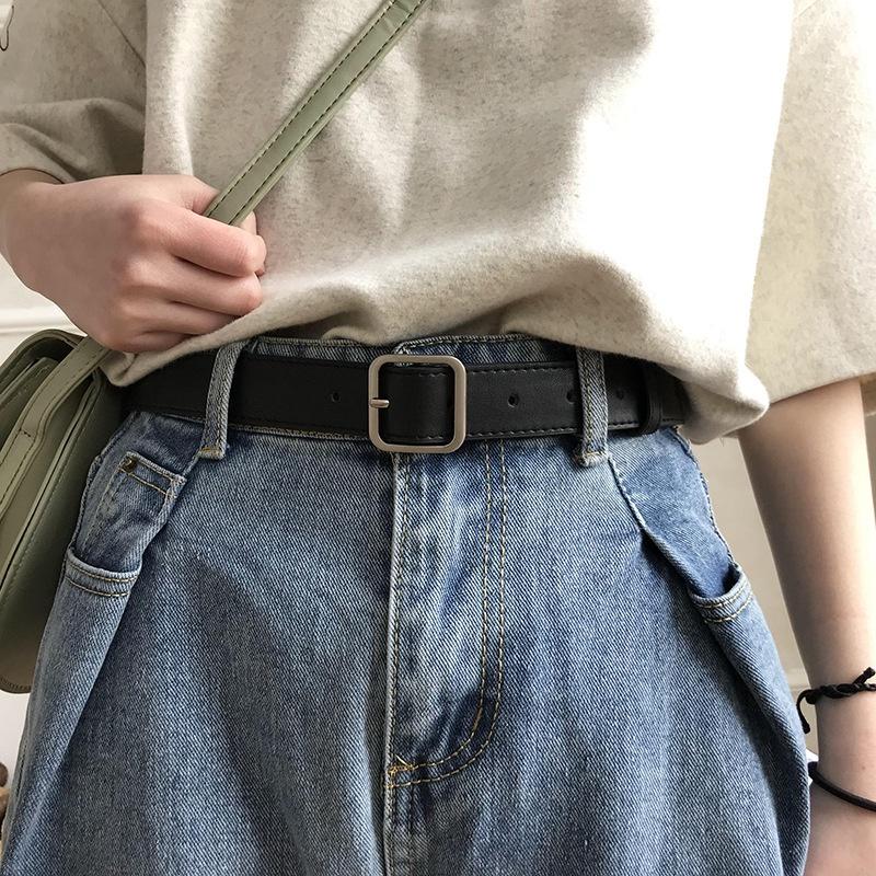 Thắt Lưng Unisex Cao Cấp Bản 3cm Mặt Chữ Vuông Màu Đen Đẹp - Dây Lưng Da PU Mặt Kim Loại Hàn Quốc - CBelt - Maxshopdoc