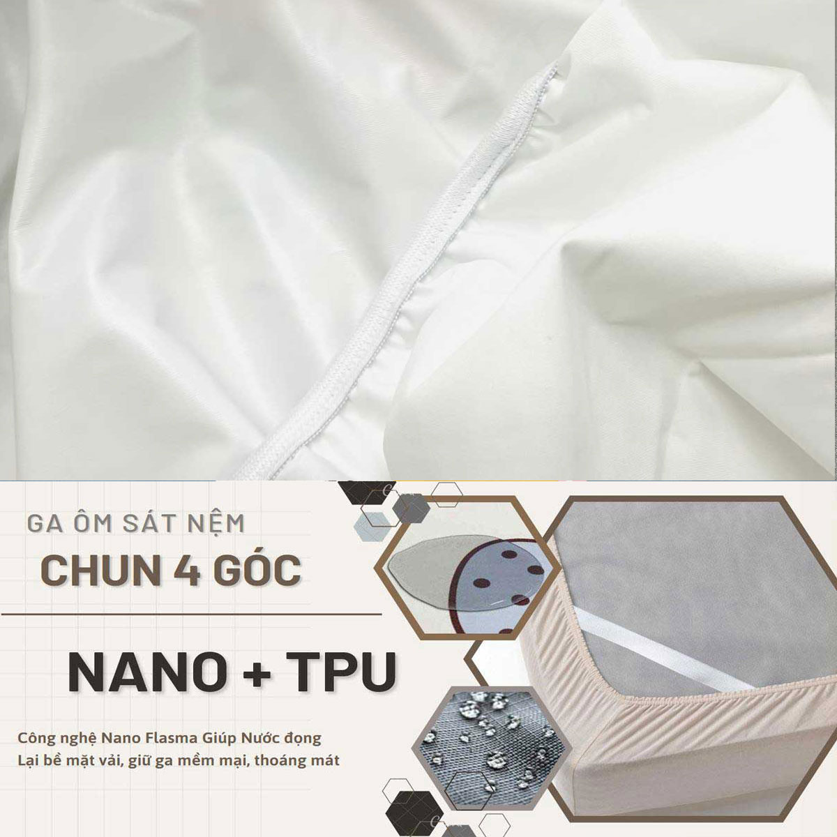 Ga chống thấm Cotton cao cấp trơn một màu trắng cho bệnh viện phòng khám