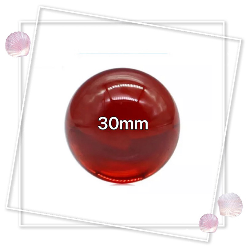 4 viên 30mm bi thuỷ tinh màu đỏ trong suốt - bi trang trí và sưu tầm