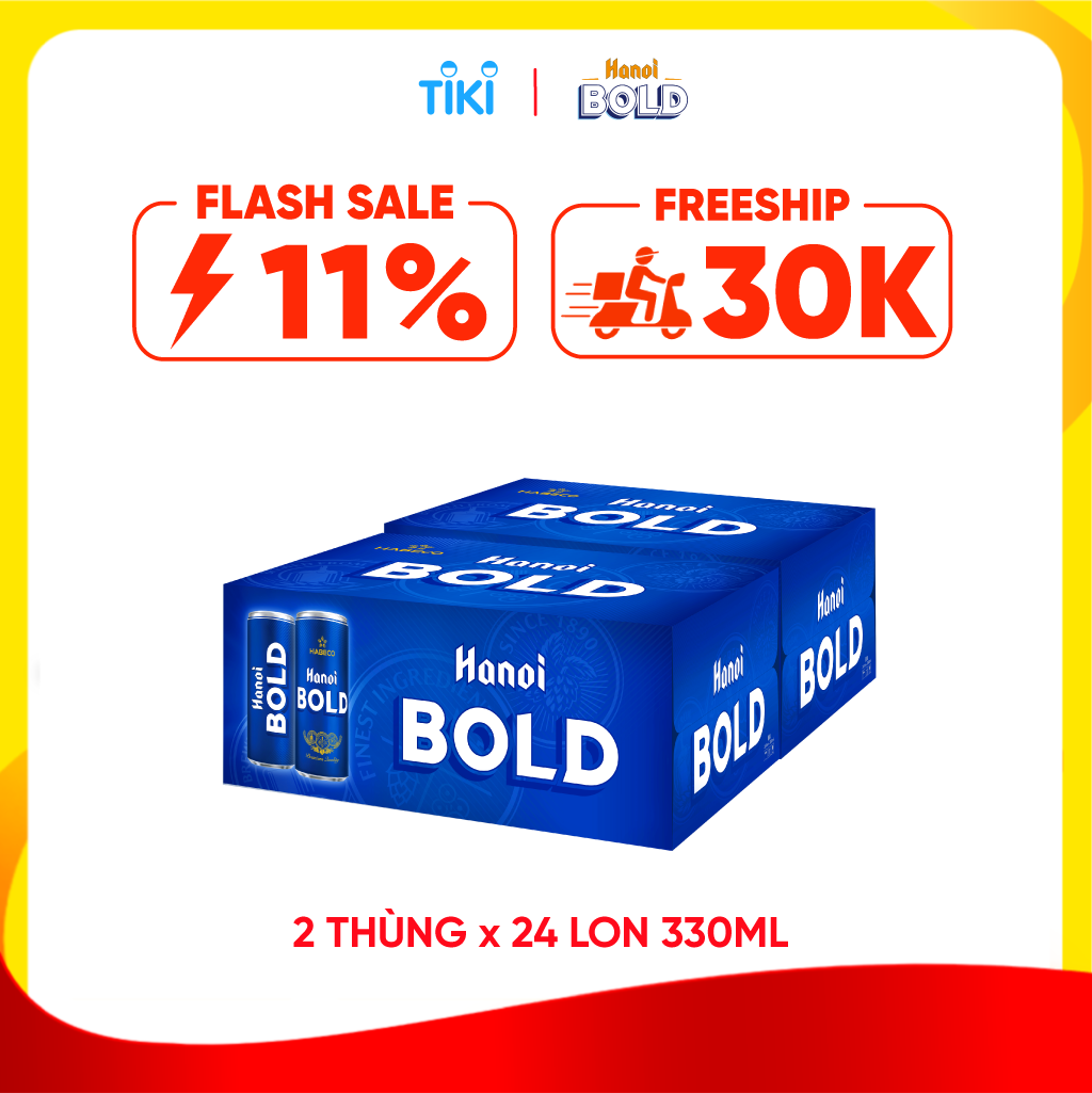 Combo 2 Thùng Bia Hanoi BOLD - Thùng 24 lon 330ml