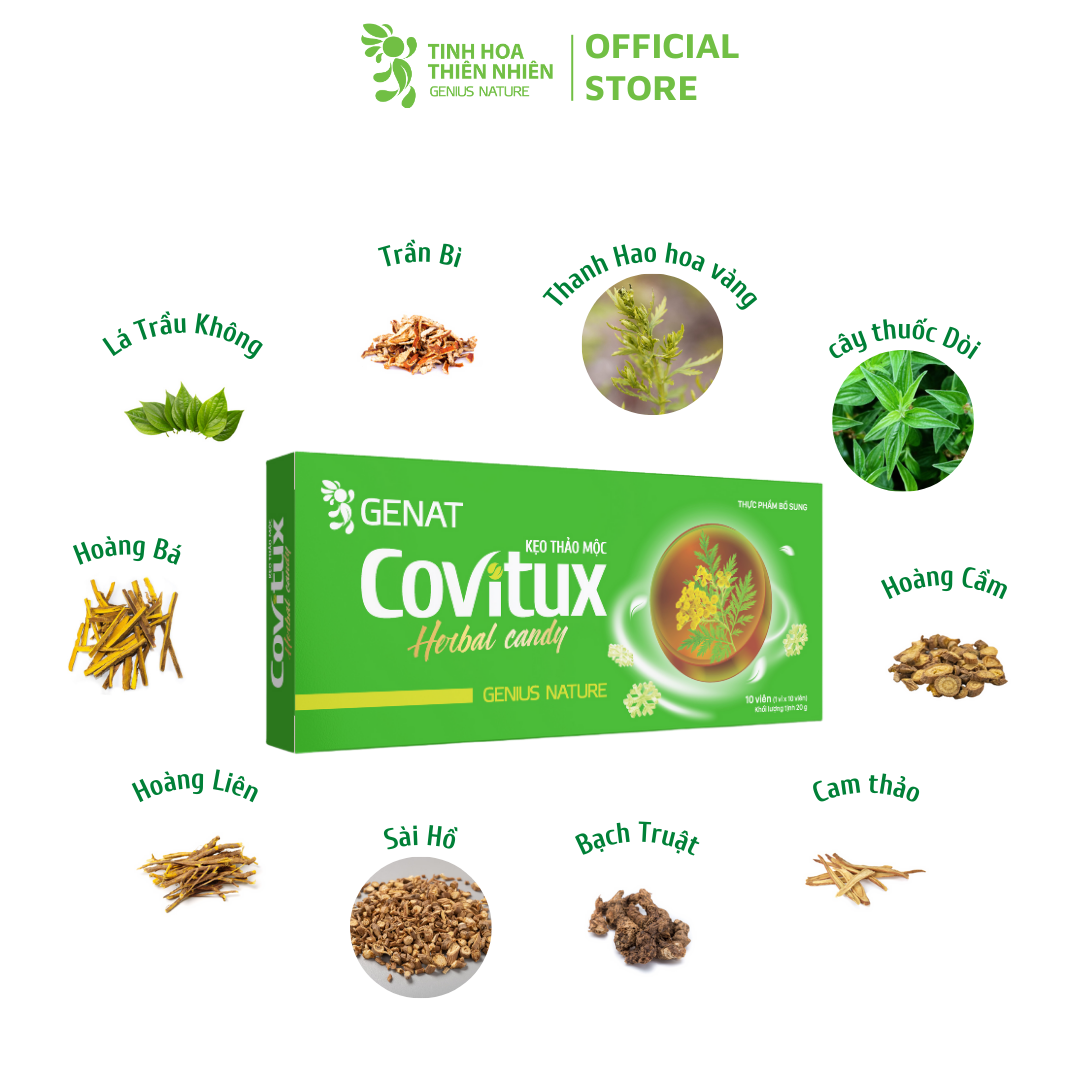 Kẹo thảo mộc Covitux (hộp 10 viên) - Genat