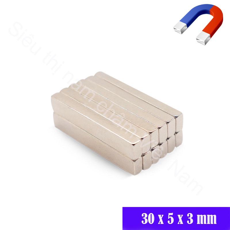 Nam châm vĩnh cửu kích thước 30x5x3mm set 10 viên, nam châm siêu hít