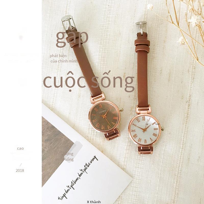 Đồng hồ nữ mặt số nhỏ được ưa chuộng nhất trong phong cách sinh viên đại học Qiaosen nhỏ khí chất đơn giản đồng hồ nữ cổ điển retro trường trung học cơ sở