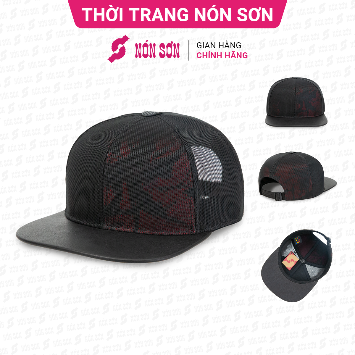 Mũ snapback hiphop NÓN SƠN hoa văn ngẫu nhiên MC210AK-ĐN2HV