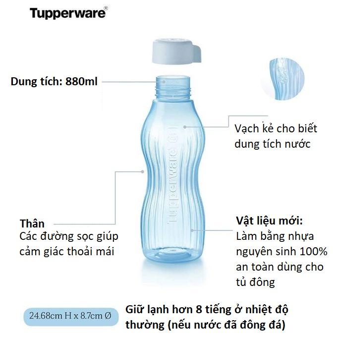 Bình nước Eco Bottle Freezerable 880ml - Tupperware Hàng Chính Hãng