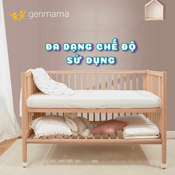 Nôi cũi trẻ em gỗ sồi phong cách Châu Âu đơn giản, bền chắc. Cũi gỗ 10 mức thay đổi độ cao linh hoạt, góc cạnh bo tròn