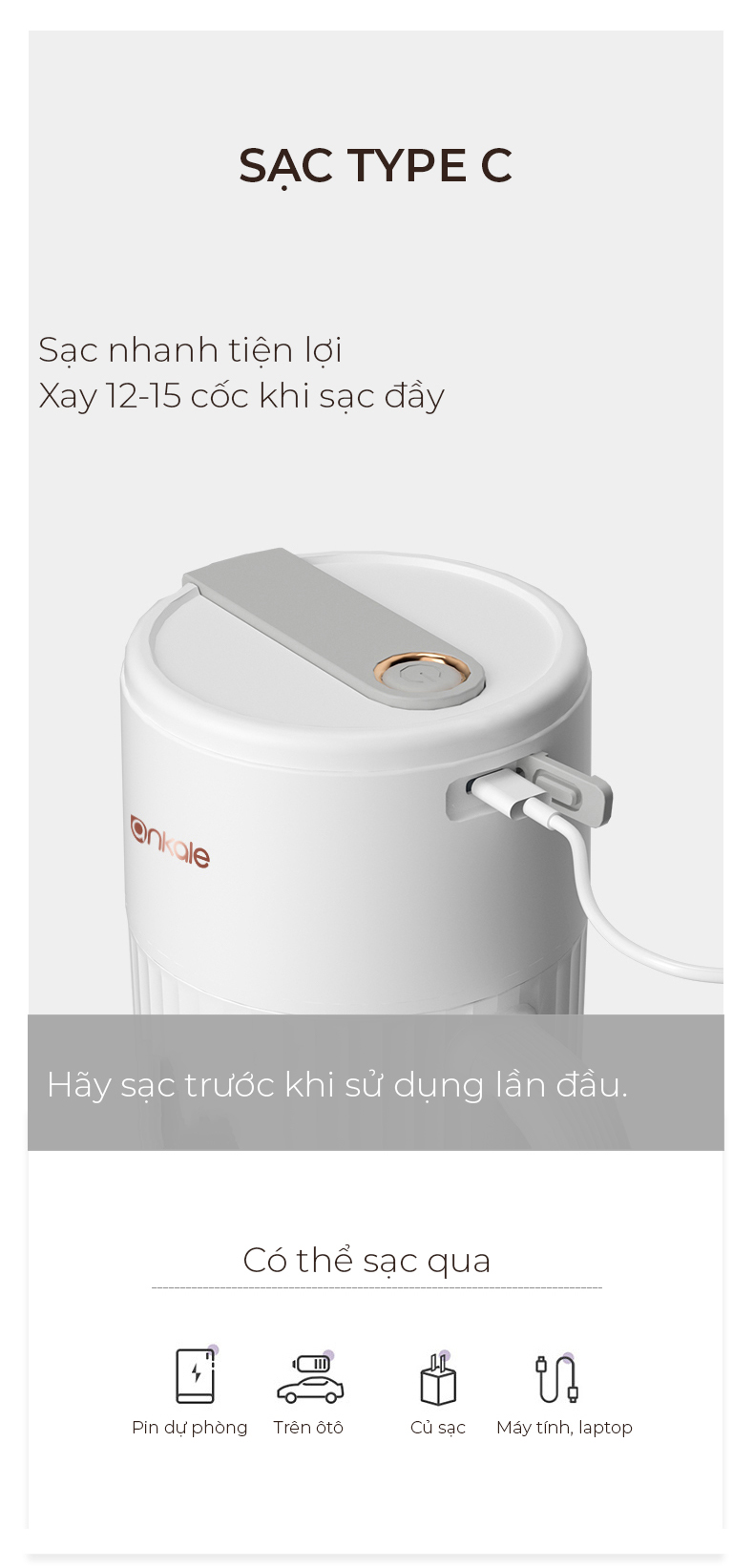 Máy xay sinh tố di động cầm tay thế hệ mới dung tích 400ml 10 lưỡi cắt thép không rỉ động cơ cực khỏe