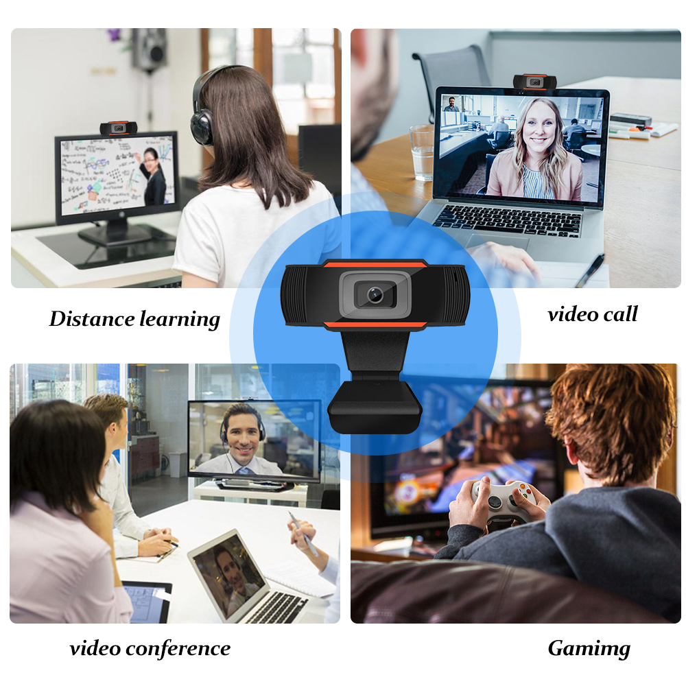 Webcam 1080P Tự động lấy nét, tích hợp Micrô giảm tiếng ồn cho máy tính
