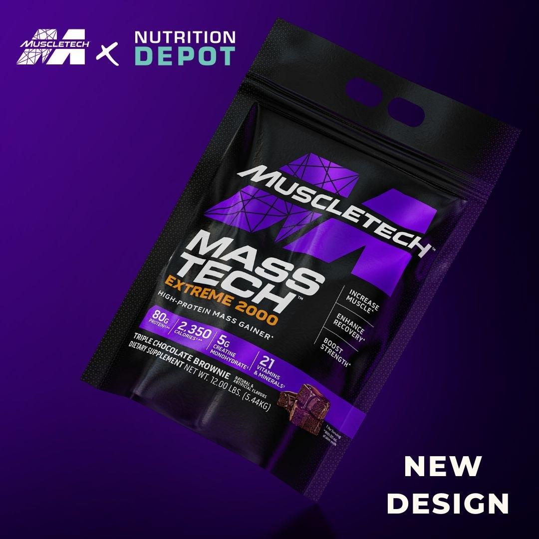 Hình ảnh [QUÀ TẶNG] Sữa tăng cân tăng cơ Mass Tech Extreme 2000 Muscletech - vị Triple Chocolate Brownie - Nutrition Depot