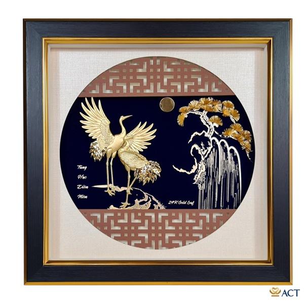 Tranh tùng hạc xòe cánh 35x35 cm - Mẫu 2