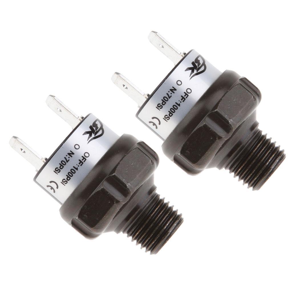 2PC 12V Air Compressor Pressure Control Switch 70-100PSI Off Valve 1/4'' NPT
