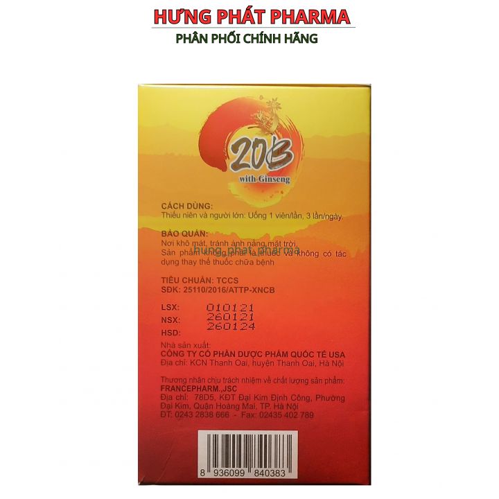 Viên uống bồi bổ cơ thể Vitamin 20B Ginseng giúp ăn ngon ngủ tốt, phục hồi cơ thể, bổ sung vitamin cho cơ thể  - Hộp 100 viên