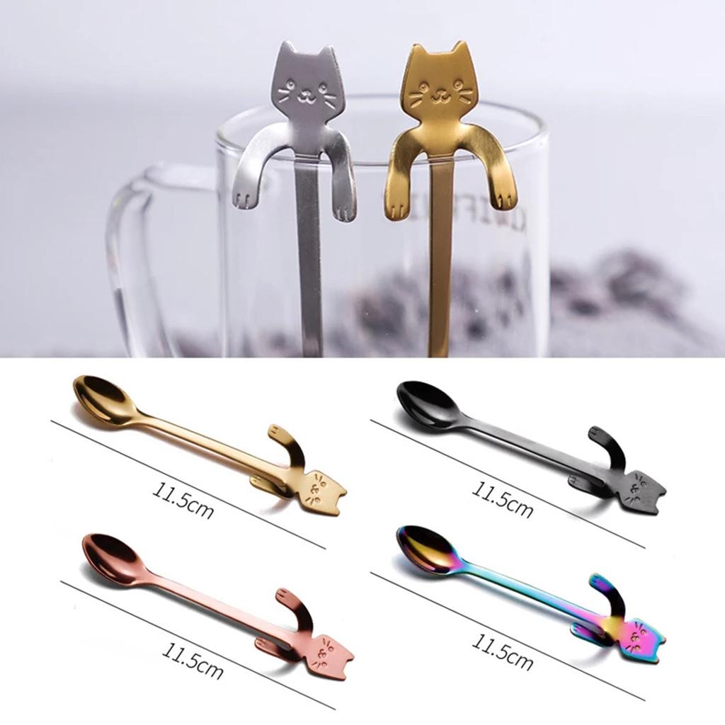 Premium Stainless Steel Coffee Spoon Mini Creative Cat Shape Iced Tea Spoon Teaspoons for Dessert Coffee Sugar Cake Ice Cream Soup Kitchen Restaurant