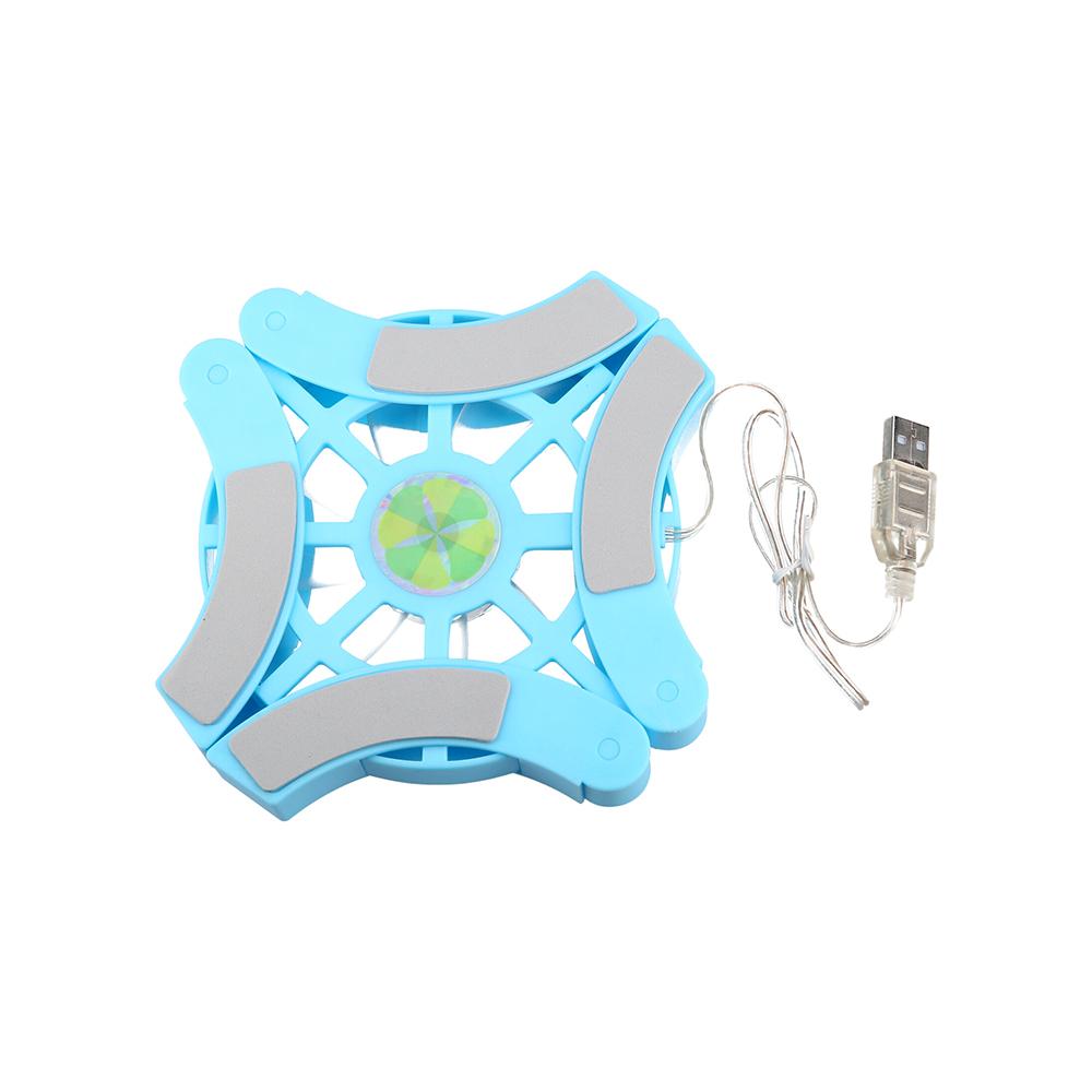 Bàn làm mát máy tính xách tay DR-S04 Gấp tấm làm mát di động USB Hiệu ứng ánh sáng xanh dương với hai quạt làm mát