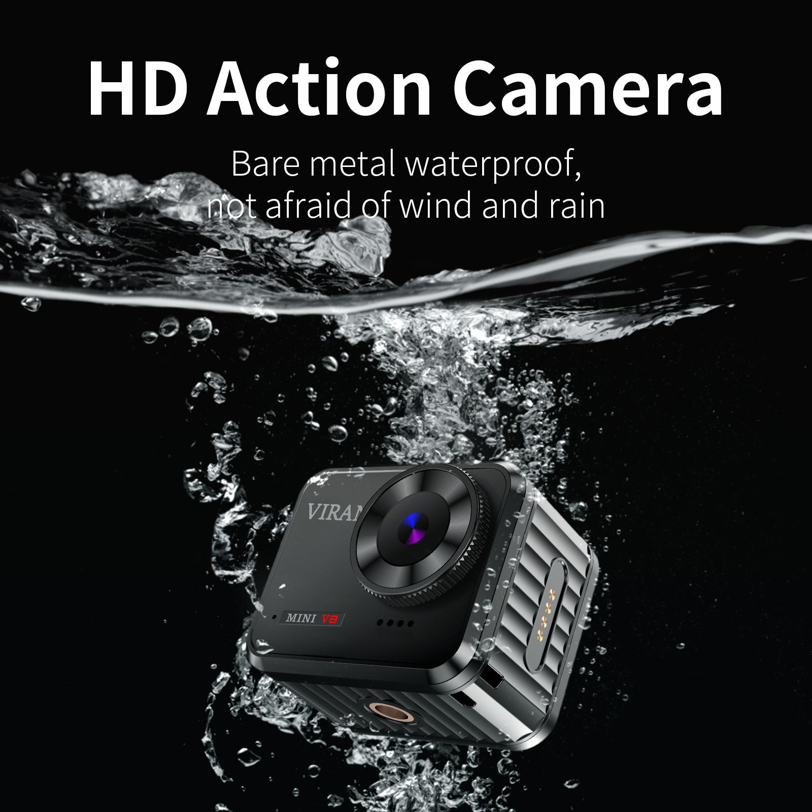 Máy ảnh hành động Axnen Mini V8 4K60FPS EIS Video WiFi dưới nước 10m Máy ảnh chống thấm nước 4K cho đội mũ bảo hiểm xe máy lặn