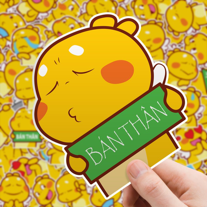 Set 30-100 Sticker khủng long Vàng Qoobee hình dán có ép lụa