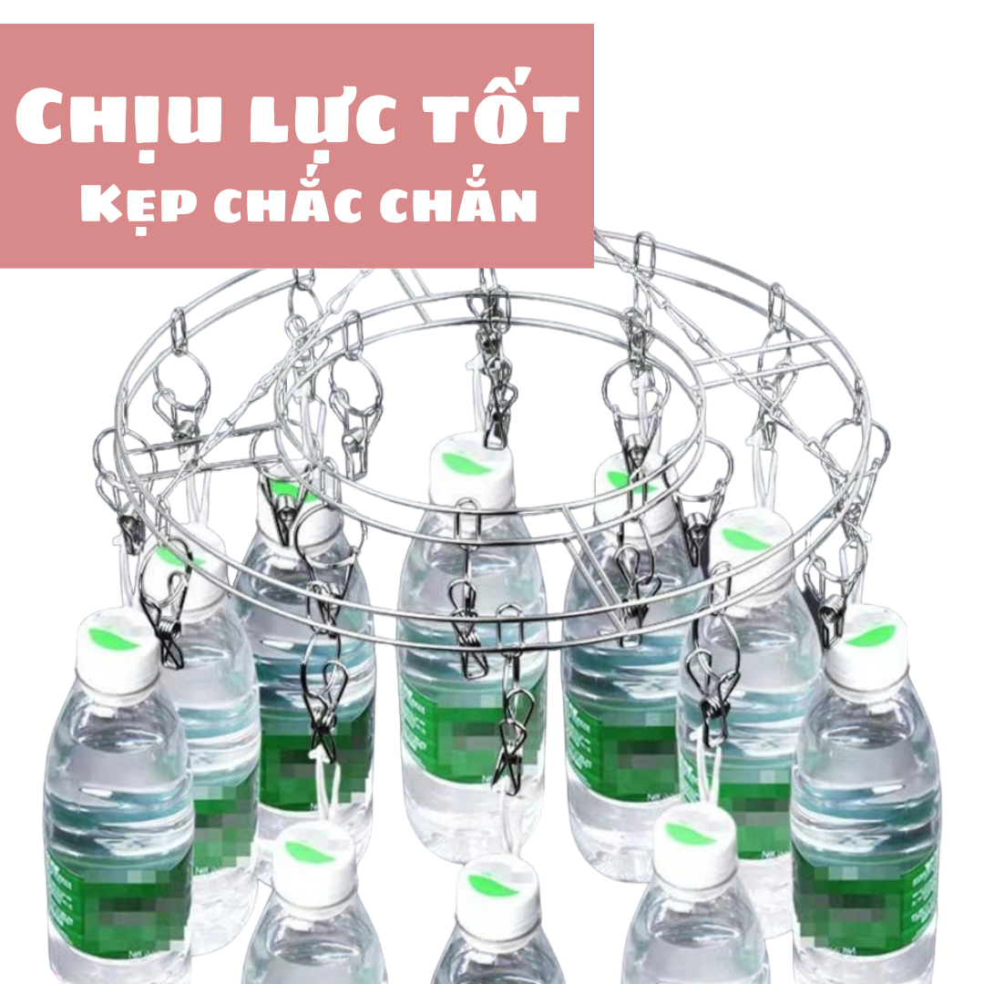 Móc chùm, móc phơi đồ 20 cái kẹp inox không rỉ - Móc phơi đồ trẻ em treo được nhiều đồ - Chịu lực tốt