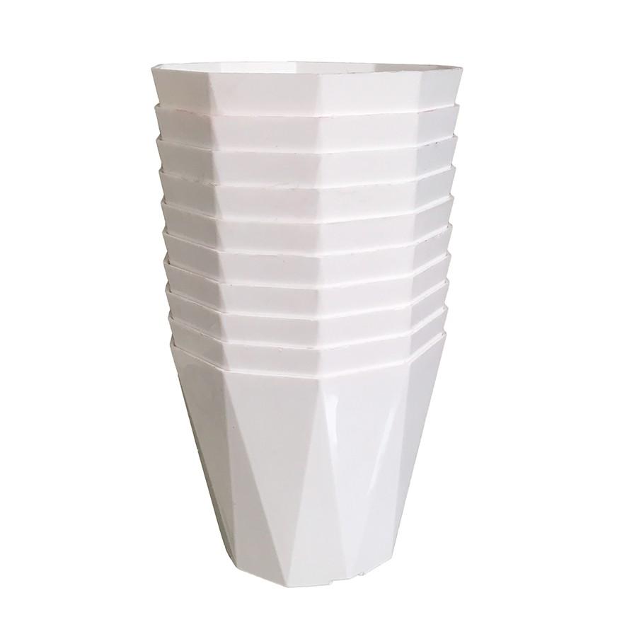 Bộ 10 chậu hoa mười cạnh màu trắng 15x13cm-Đồ Gia Dụng Tại HCM