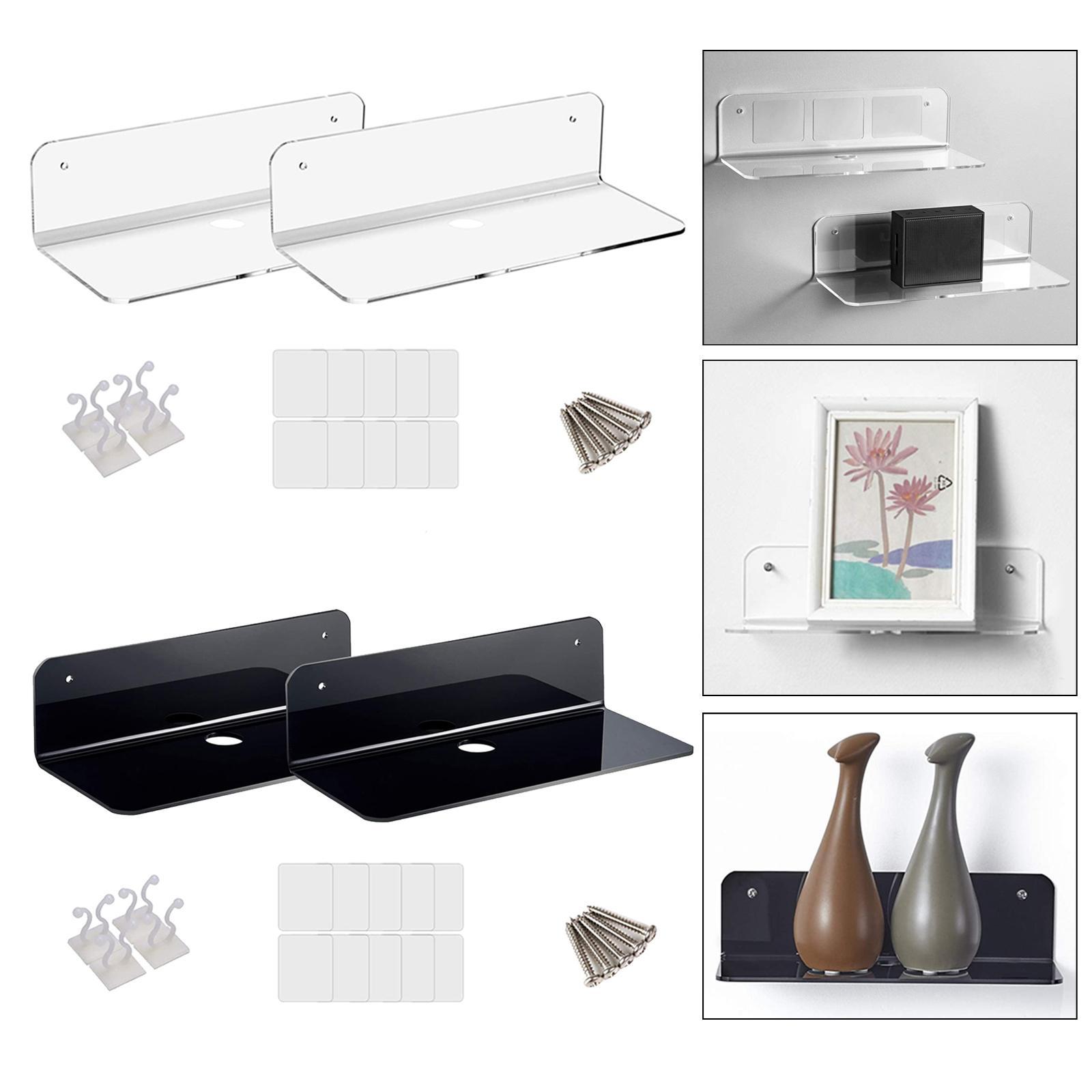 2x Acrylic Floating Wall Rack Small Display Shelf for Speaker Clear New