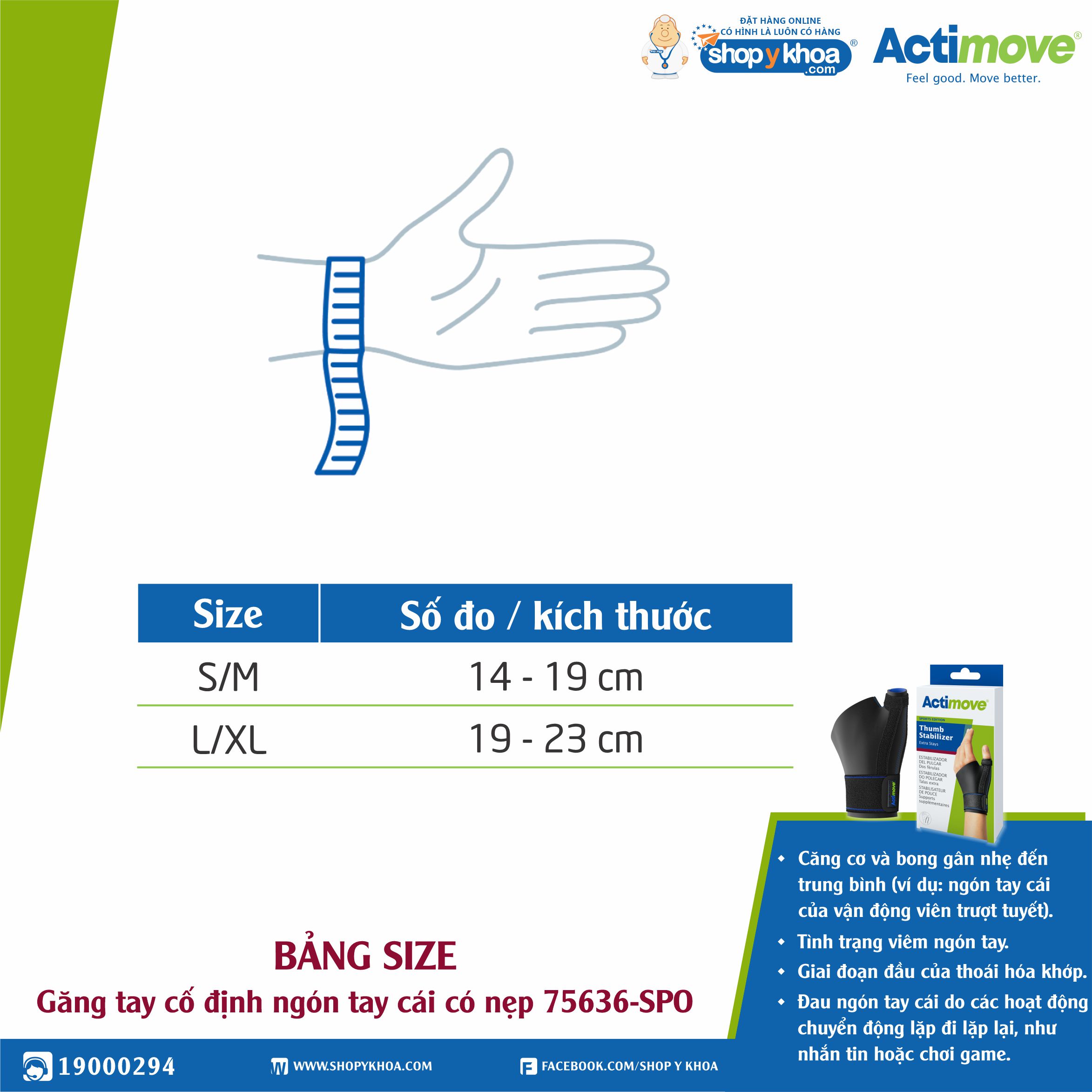 Găng tay cố định ngón tay cái có nẹp 75636-SPO Actimove Thumb Stabilizer