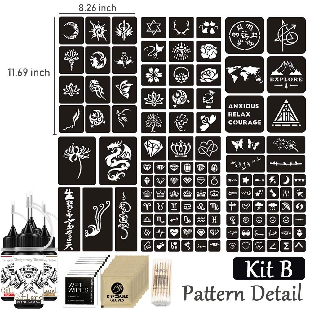 1 Bộ Mực Xăm Tạm Thời Kháng Nước Dùng Cho Cơ Thể