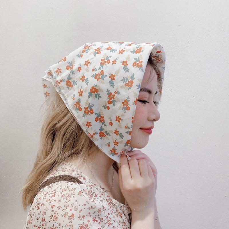 Khăn bandana hoa cỏ mùa hè Turban hoa kích thước 50x50cm vải mềm xinh xắn Tiemmaykeokeo