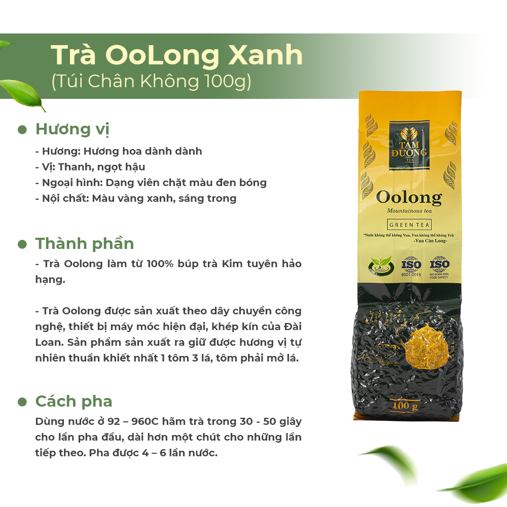 Trà Oolong Xanh Chính Hiệu Tam Đường Hương Hoa Dành Dành, Vị Thanh Ngọt Hậu - Túi Hút Chân Không