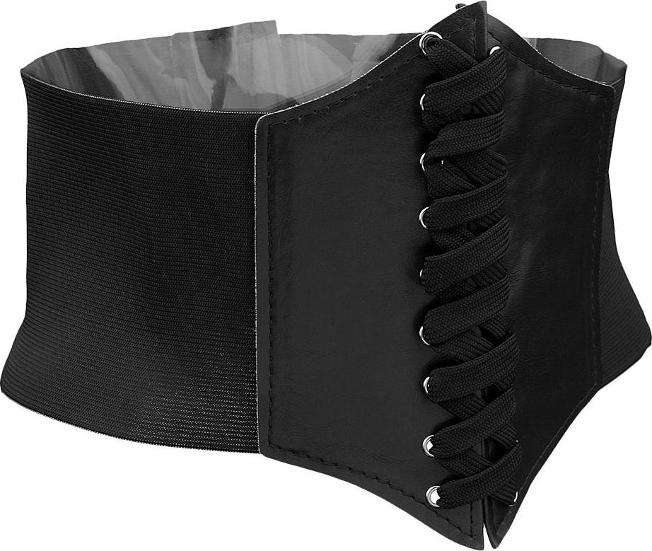 Women Wide Waist Bend Corset Cincher Lace up Waspie Girdle Belt Faux Leather