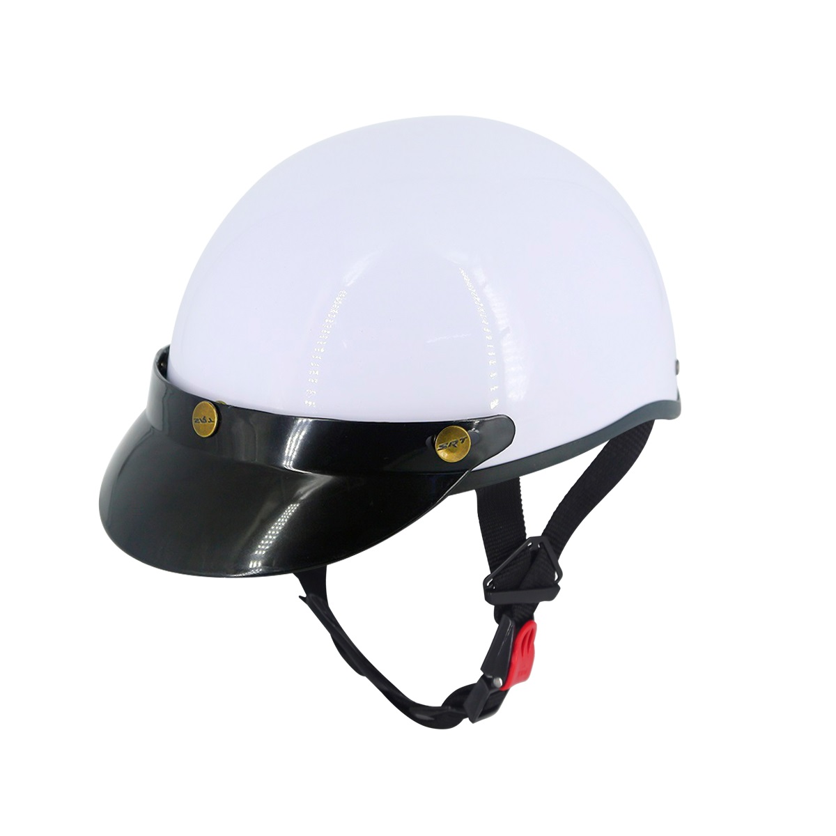Mũ Bảo Hiểm Nửa Đầu SRT Màu Trắng Bóng Trơn - 1/2 SRT Cao Cấp