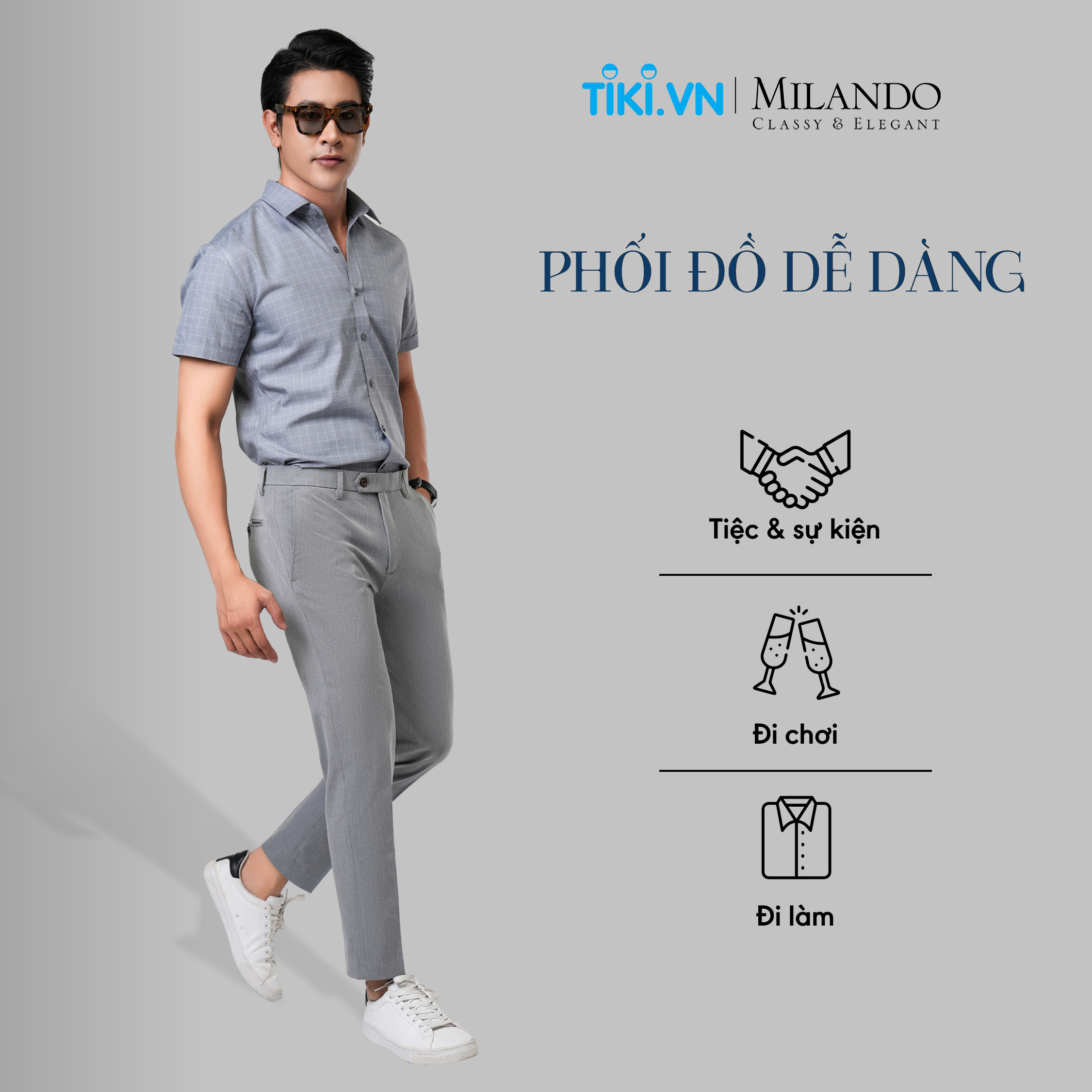 Quần Âu Nam Cao Cấp MYMILANDO Màu Trắng/ Xám - Kiểu Dáng Slim Fit Trẻ Trung, Thời Trang, Chất Liệu Cao Cấp Bền Màu