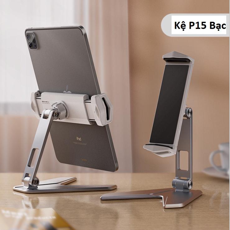 Giá đỡ kẹp xoay iPad và máy tính bảng, điện thoại nhôm nguyên khối gấp gọn, kẹp xoay 360 độ cao cấp