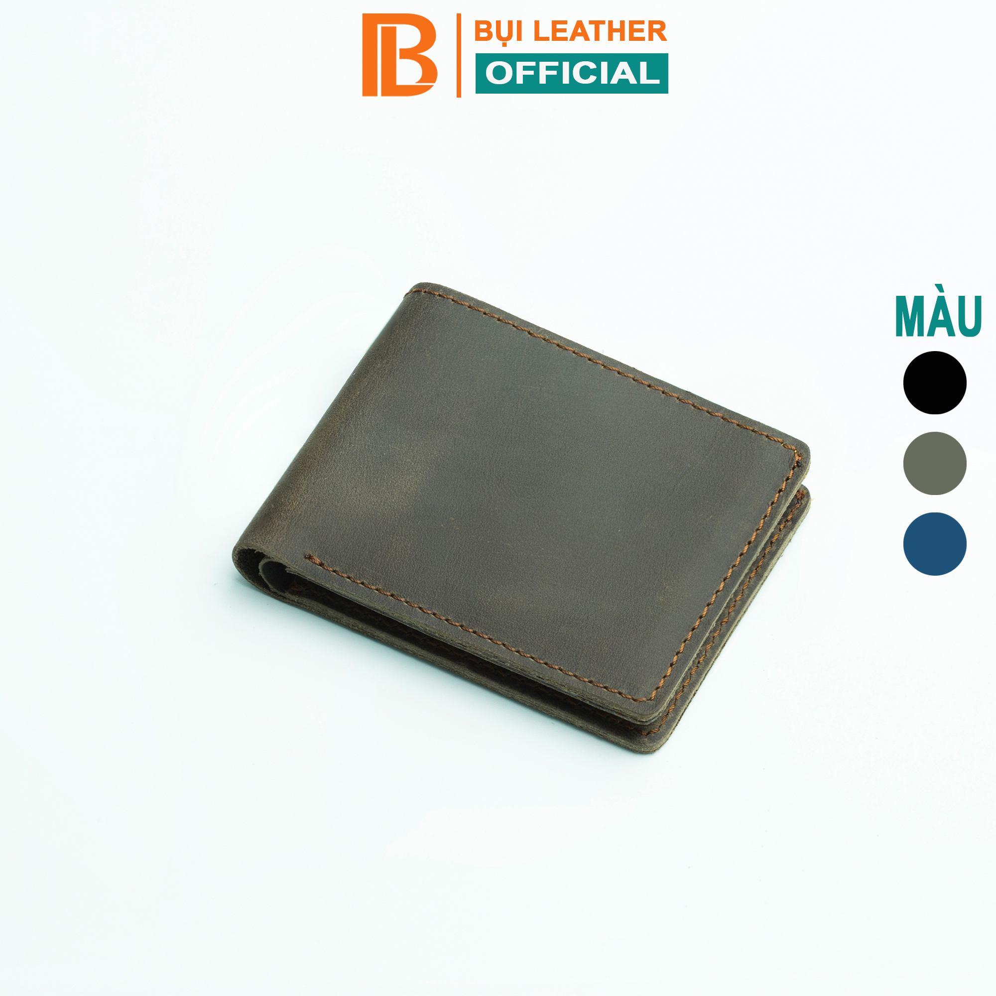 Ví mini nam da sáp ngựa điên V118 Bụi leather