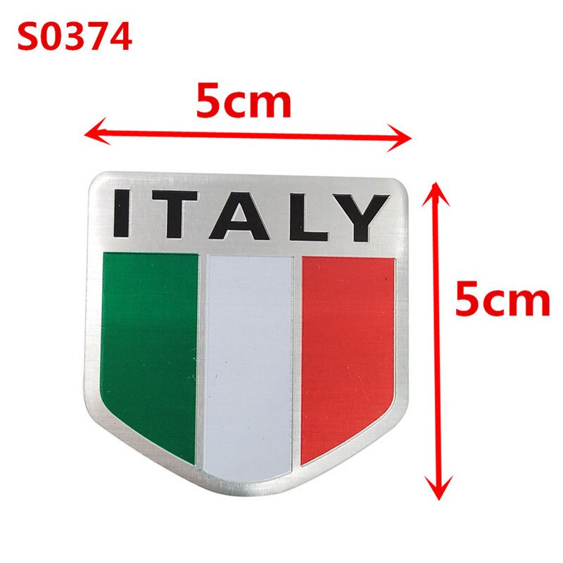 Tem nhôm Logo nhôm hình lá cờ Ý - ITALY trang trí xe