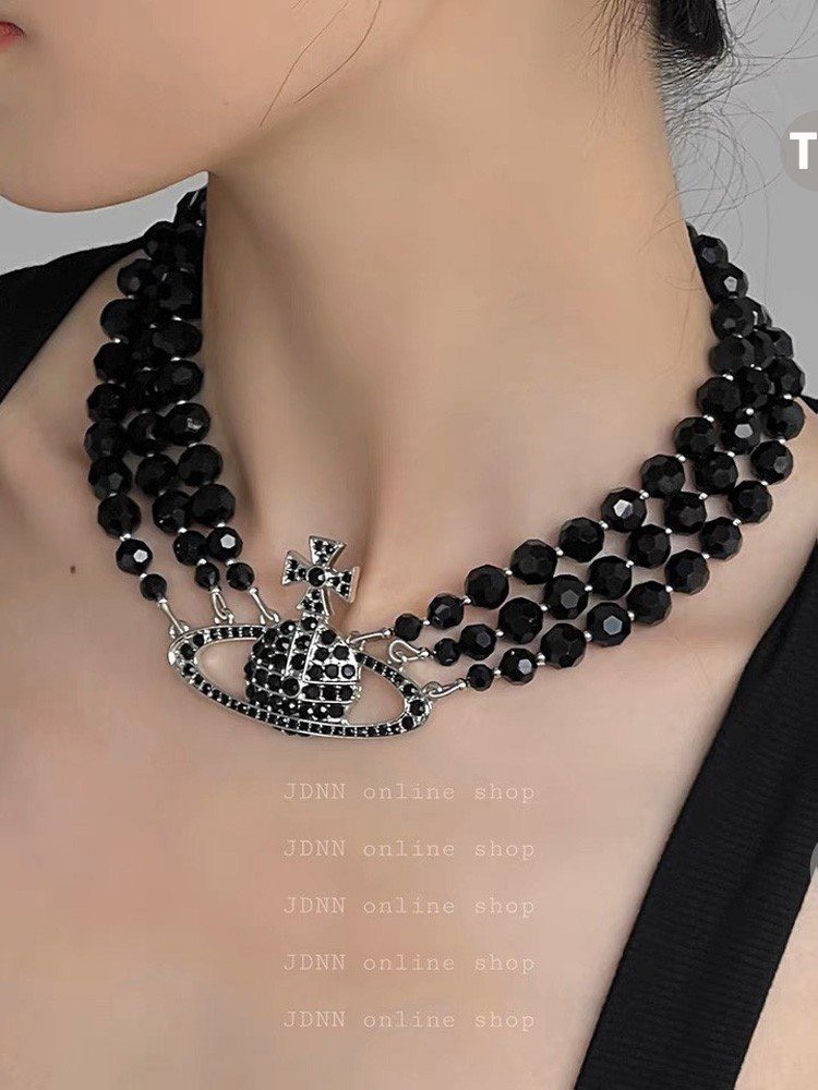 Dây chuyền hạt đá cao cấp 3 tầng đeo đi tiệc sang chảnh dành cho nữ