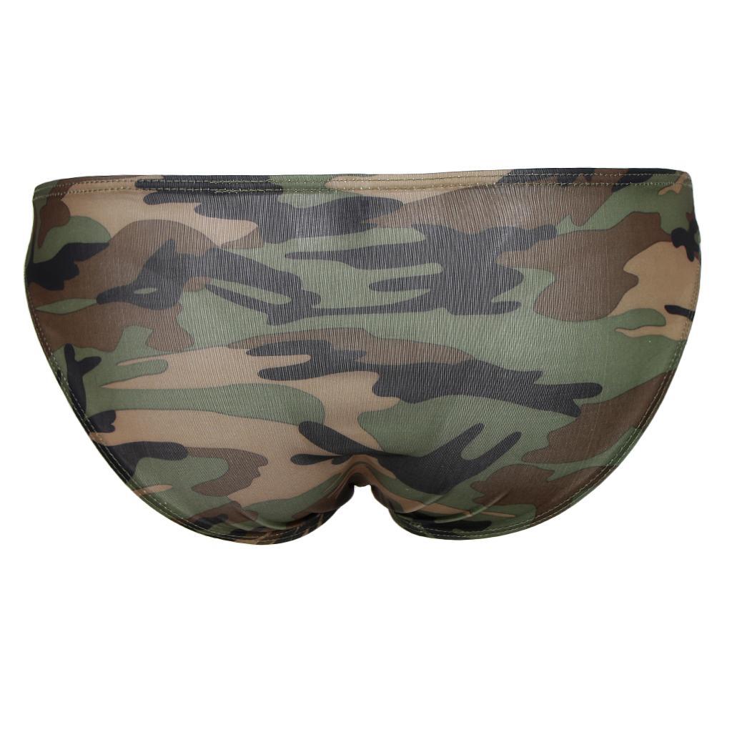 Men's Comfy Breathable Low Rise Elastic Camouflage Briefs Underwear Shorts