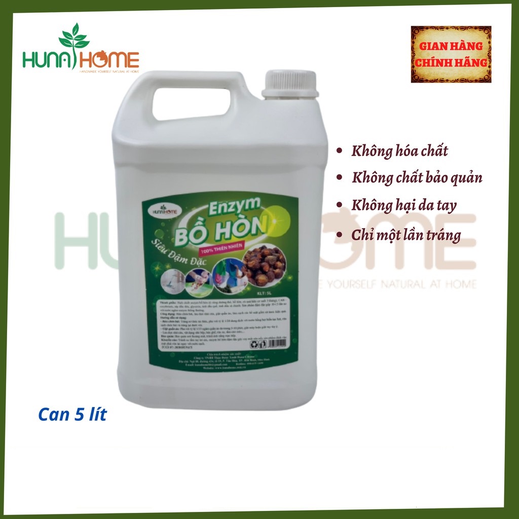 Nước rửa bát Enzyme bồ hòn Huna'shome can 5 Lít