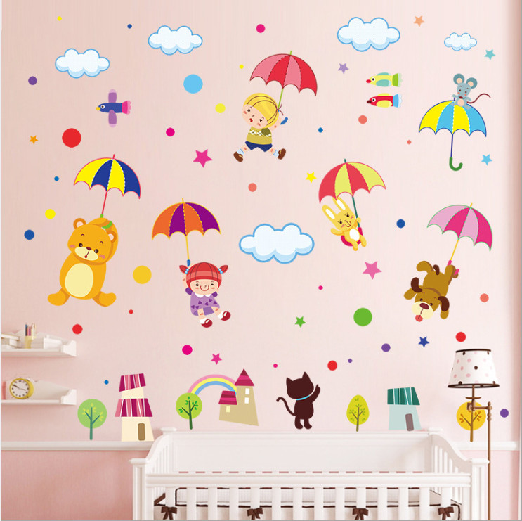 Decal dán tường cho bé yêu Cầu vòng trang trí nhà cửa sáng tạo mới lạ