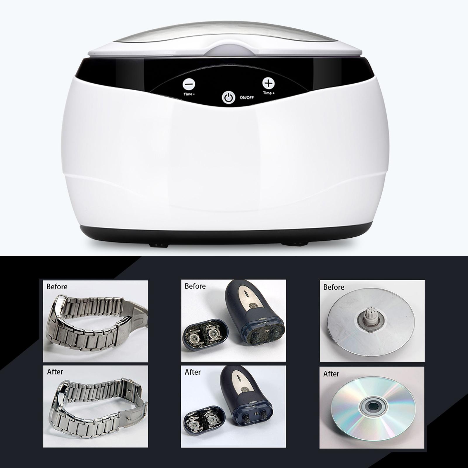 Máy làm sạch phụ kiện như mắt kính, vòng đeo tay, trang sức, vòng cổ,... 42000Hz, rung tần số cao - Đen trắng - Đầu cắm của Hoa Kỳ