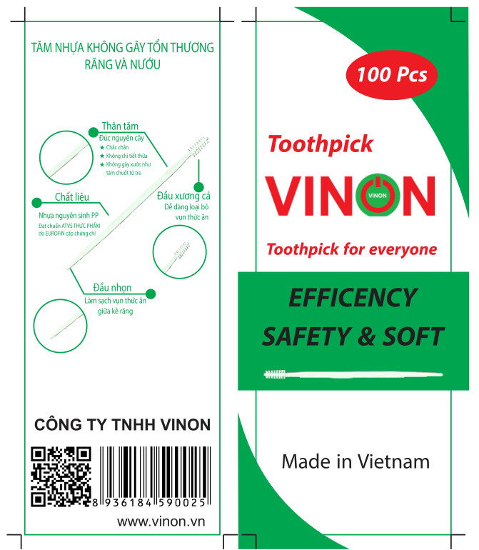 Tăm Vinon Thiết Kế Tỉ Mỉ Đầu Tơ Mềm Mại Dùng Là Thích Ngay (Lốc 10 Hộp X hộp 100 Tăm)