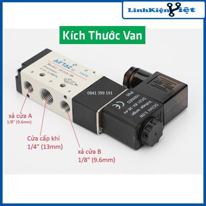 Van điện từ khí nén AIRTAC mã 4V210-08, van khí nén 5 kênh hai chữ số