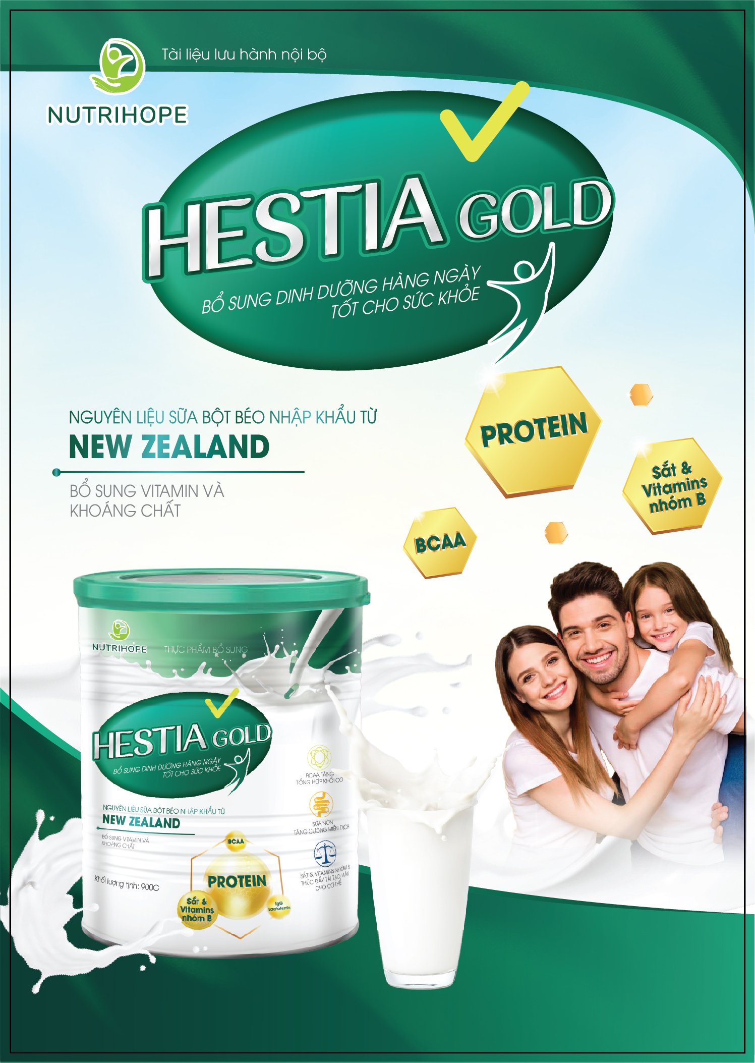Hestia Gold 900g, sữa bột dành cho người ăn uống kém, bệnh nhân phẫu thuật cần bổ sung dinh dưỡng