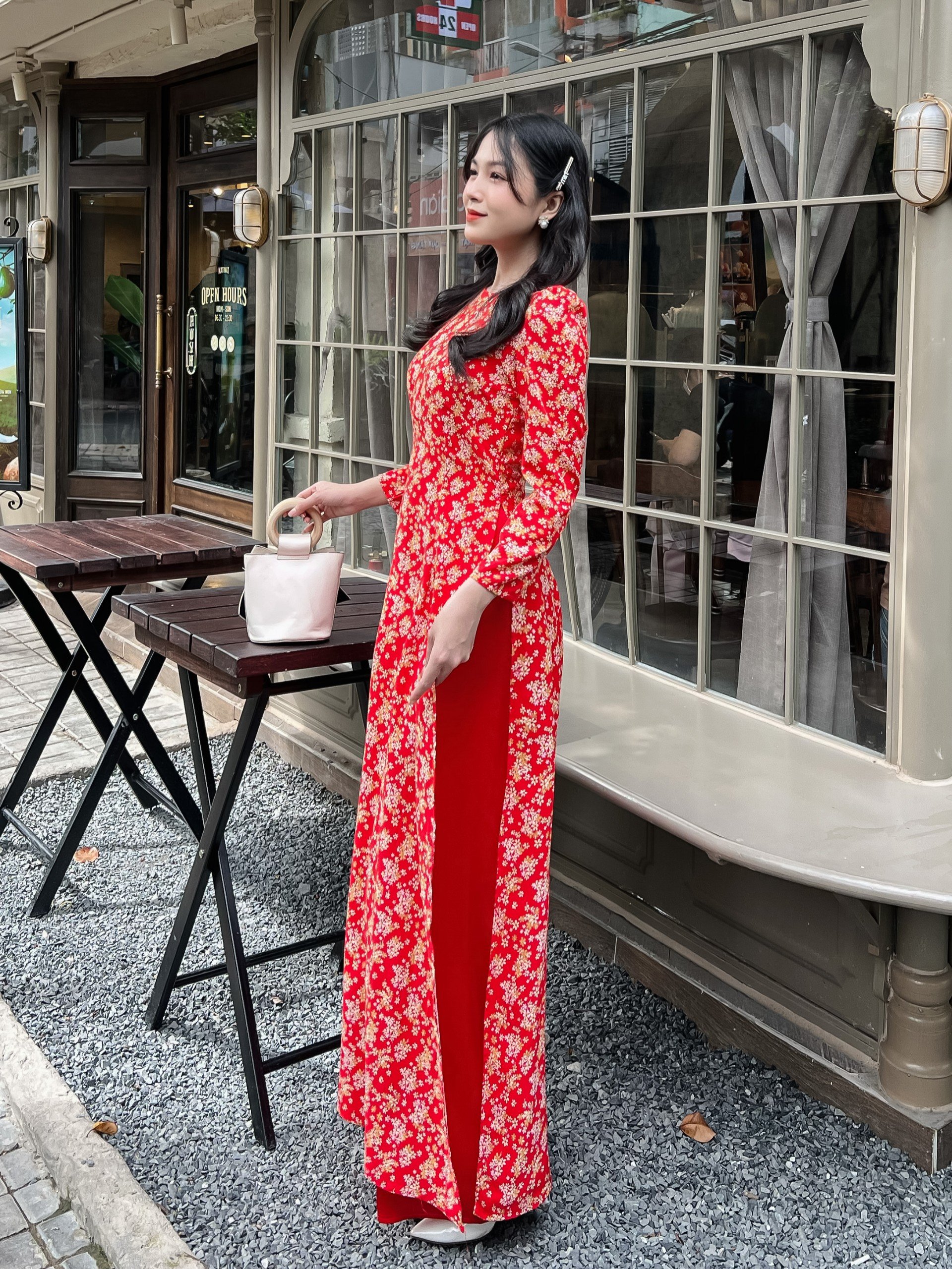 SÉT ÁO DÀI IN HỌA TIẾT HOA NHÍ KÈM TẶNG QUẦN